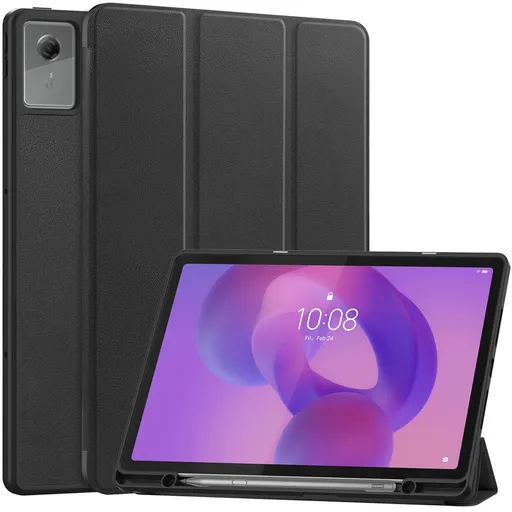 LEATHER Zaklápací kryt pre Lenovo Idea Tab Plus / Tab K12 čierny