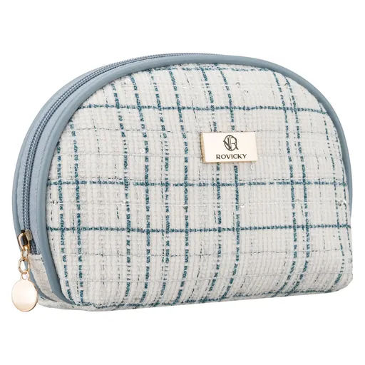 Niebieska kosmetyczka damska wykonana z materiału syntetycznego, jednokomorowa - Rovicky