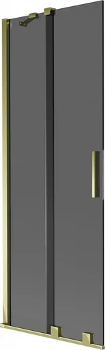 MEXEN/S - Velar dvojkrídlová posuvná vaňová zástena 75 x 150, grafit, zlatá 896-075-000-41-50