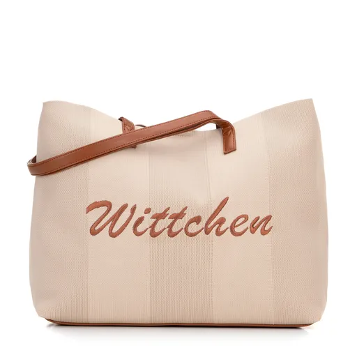 Veľká kabelka shopper s prvkami ekokože béžovo-hnedá 100-4Y-401-9