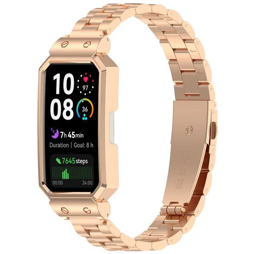 CLASSIC Kovový remienok + ochranný kryt pre Huawei Band 10 / Band 9 ROSE GOLD