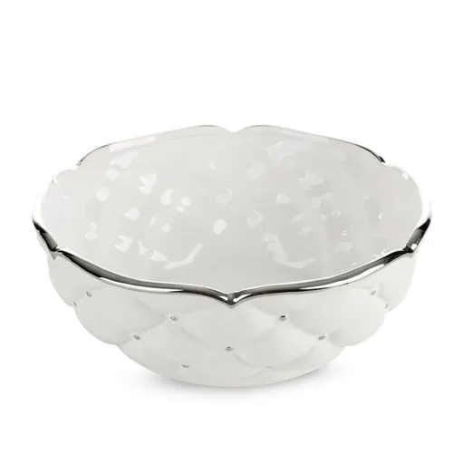 ArtFir Dekoračná miska ADORE 02 | biela/strieborná 25 x 10 cm