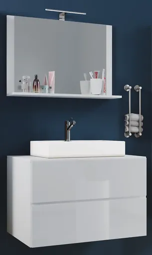 VCM 3dílná umyvadlová skříňka Lendas M 80 cm se zrcadlem, bílá