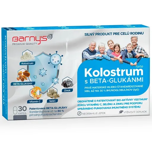 BARNY'S Kolostrum s BETA-GLUKÁNMI 30 kapsúl + DARČEK rúško