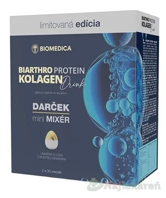 Biomedica Biarthro Protein Kolagen drink 2 x 30 vrecúšek + darček mini mixér