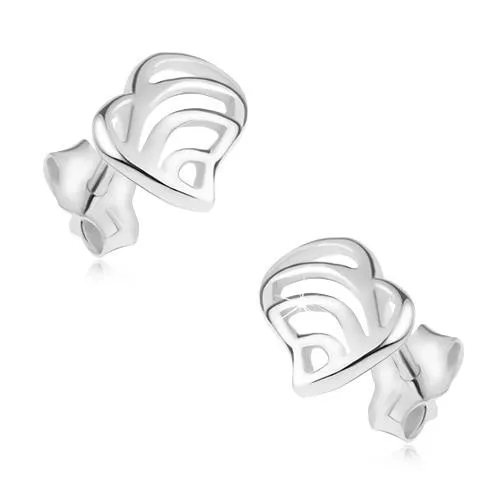 Náušnice zo striebra 925, nesúmerné srdcia s oblými líniami vo vnútri