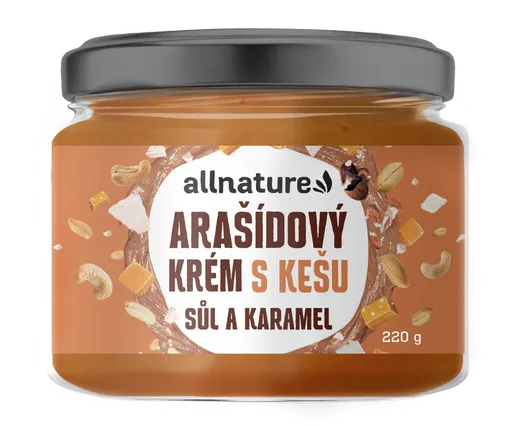 ALLNATURE Arašidový krém s kešu, soľou a karamelom 220 g