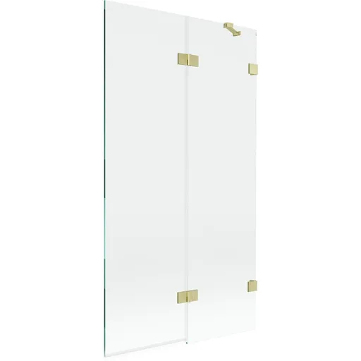 MEXEN/S - Lunar vaňová zástena 2-krídlová pravá 100 x 150, transparent, zlatá kartáčovaná 897-100-100-55-00-P
