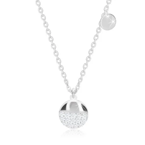 Strieborný 925 náhrdelník - plochý krúžok, väčší kruh s ligotavými zirkónmi