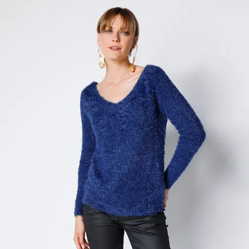 Pulóver z jemného úpletu s výšivkou v tvare motýľa na chrbte