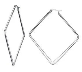 Oceľové náušnice - hladký kosoštvorec s francúzskym zámkom
