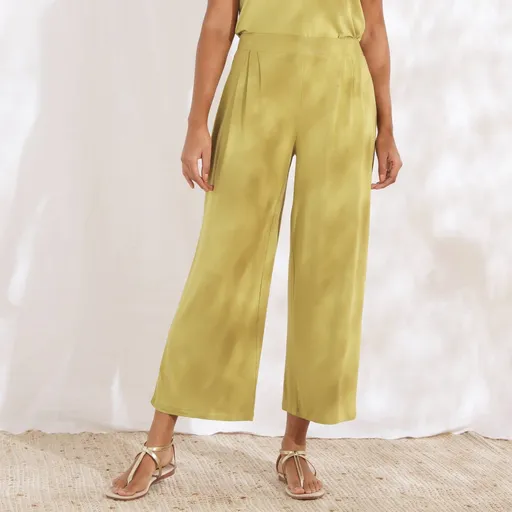 7/8 široké jednofarebné nohavice s pružným pásom