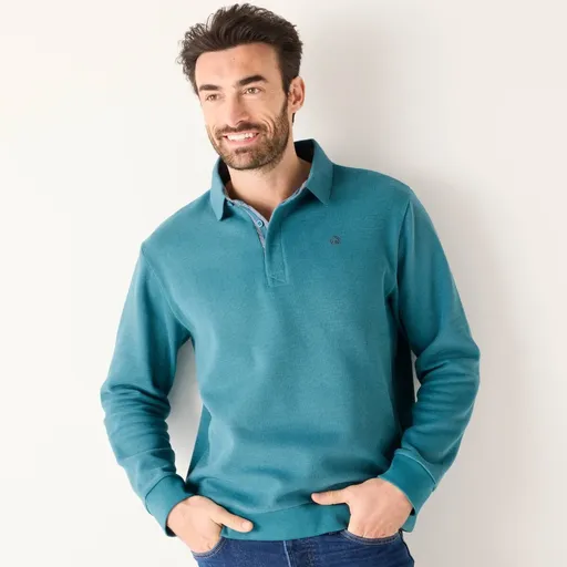 Hrejivá mikina s polo golierom a výšivkou