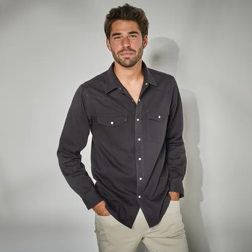 Džínsová košeľa na spínačky s dlhými rukávmi