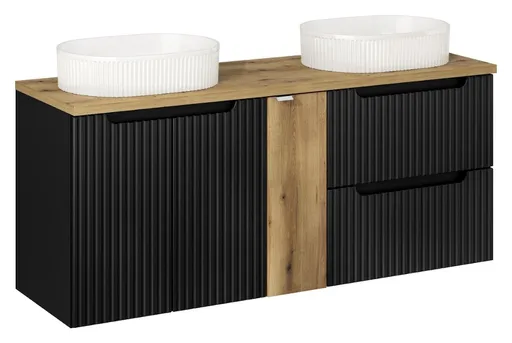 ArtCom Kúpeľňová skrinka s umývadlom a doskou NOVA Black DU140/1 | 140 cm