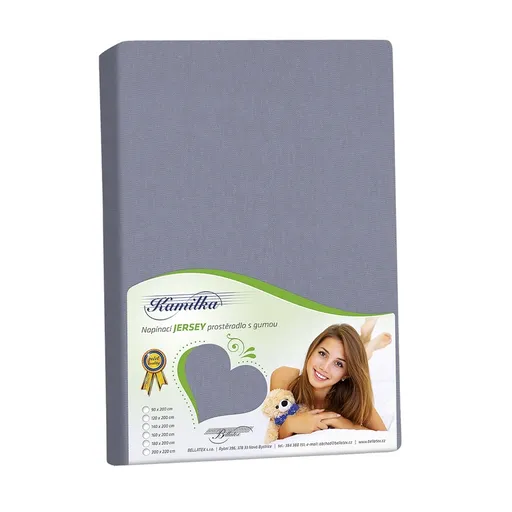 Bellatex Jersey prestieradlo Kamilka modrosivá, 100 x 200 cm