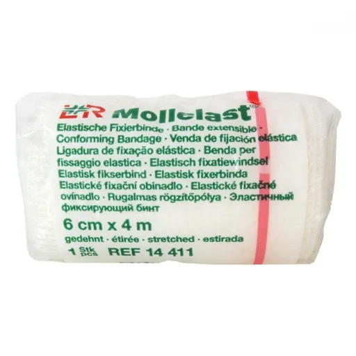 MOLLELAST 6cmx4m obväz elastický fixačný, jednotlivo balený 1ks