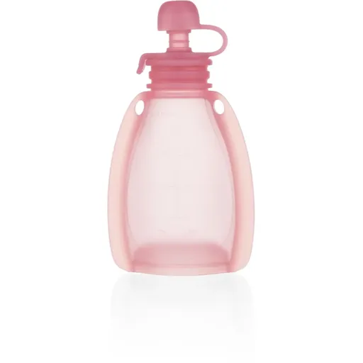 Zopa Silicone Refillable Baby Food Pouch kapsička na jedlo 0 m+ Transparent Pink 120 ml