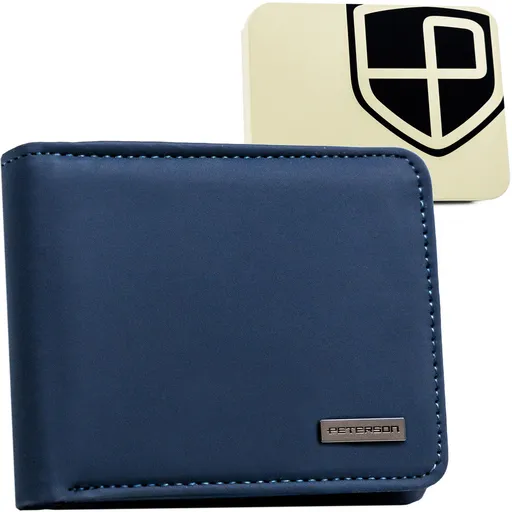 Tmavomodrá, malá pánska peňaženka z ekokože - Peterson