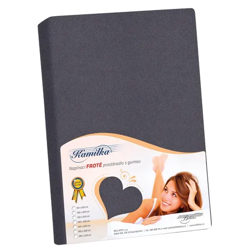 Bellatex Froté prestieradlo Kamilka grafitová, 90 x 200 cm