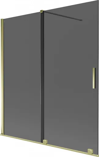 MEXEN/S - Velar dvojkrídlová posuvná vaňová zástena 150 x 150, grafit, zlatá 896-150-000-41-50