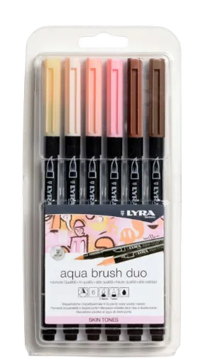 LYRA AQUA BRUSH DUO - Popisovače s dvomi hrotmi 6 ks (telové odtiene)