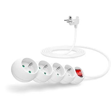 CONNECT IT predlžovací 230 V, 4 zásuvky + vypínač, 3 m, biely (CI-1287)