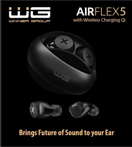 WG - Bluetooth slúchadlá WG AirFlex 5, ENC, podpora Qi, čierna