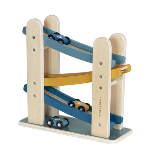 PETITE&MARS Hračka drevená pretekárska dráha Milky Way Wood of Mars 18m+ Cosmic Blue