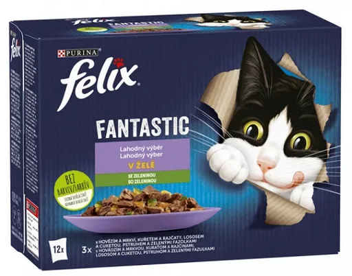 Felix Fantastic hovädzie, kuracie, losos, pstruh v želé 12 x 85 g