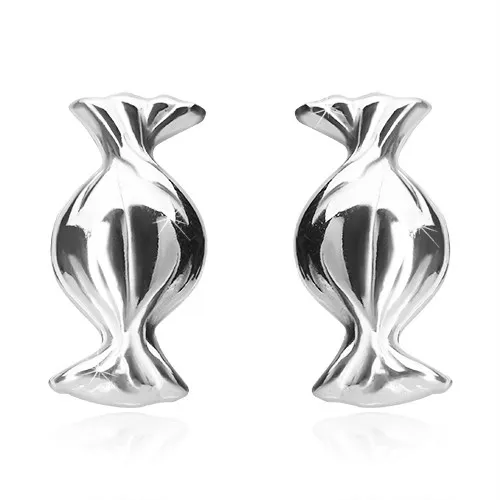 Strieborné náušnice 925 - oblý cukrík so zárezmi, puzetové zapínanie