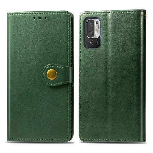 LEATHER BUCKLE Peňaženkový obal Xiaomi Redmi Note 10 5G / Poco M3 Pro zelený