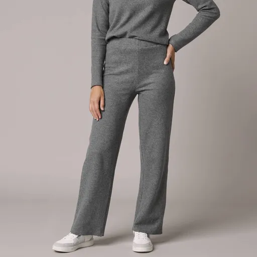 Široké nohavice z česaného úpletu s pružným pásom