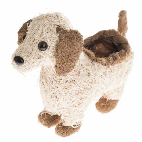 Prútený obal na kvetináč s PVC Pes, 32 x 30 x 24 cm