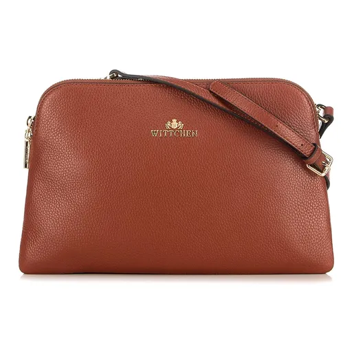 Dámska listová kabelka z kože malá hnedá trapezová