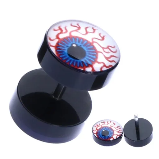 Akrylový fake piercing do ucha - oko so žilnatinou