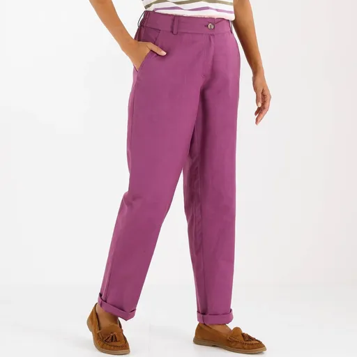 Chino nohavice zo zmesi bavlny a ľanu s pružným pásom