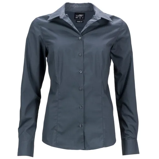 James & Nicholson (Daiber) Dámska košeľa s dlhým rukávom JN641 - Tmavošedá | XS