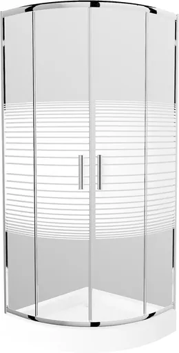MEXEN/S - Rio štvrťkruhový sprchovací kút 90 x 90, dekor/mráz, chróm + vanička Rio 863-090-090-01-20-4710
