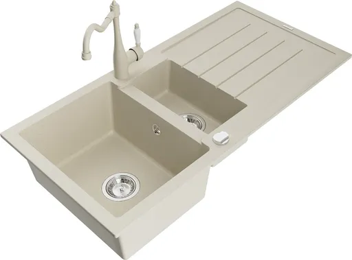MEXEN/S MEXEN/S - Andres granitový drez s odkvapkávačom vrátane batérie Carla, béžová 6515-69-670700-69