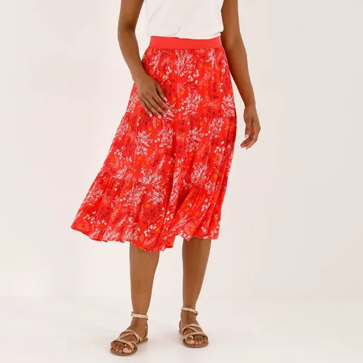 Midi volánová sukňa s potlačou kvetov