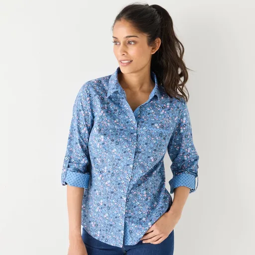 Košeľa s rukávmi na ohrnutie s kvetinovou potlačou