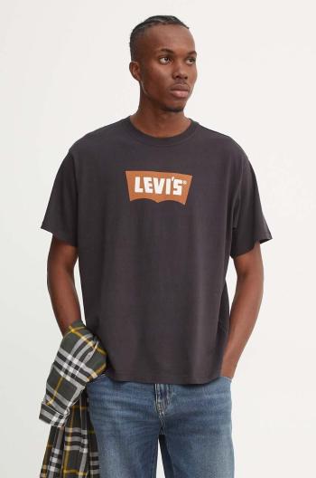 Bavlnené tričko Levi's pánske, čierna farba, s potlačou, 000RY