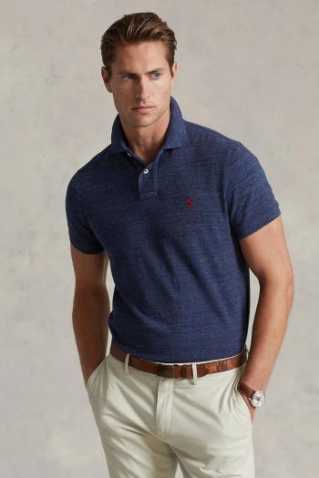 Bavlnené polo tričko Polo Ralph Lauren modrá farba, melanžová, 710666998