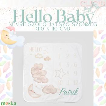 Hello Baby - Névre szóló mérföldkő szőnyeg (110 x 110 cm)