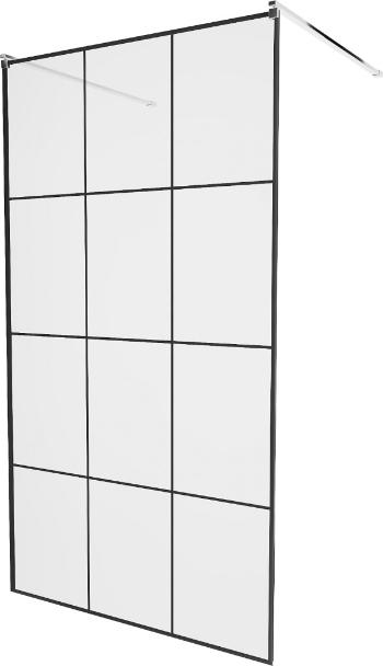 MEXEN/S - KIOTO samostatne stojaca sprchová zástena 100 x 200, transparent/čierna vzor 8 mm, chróm 800-100-002-01-77