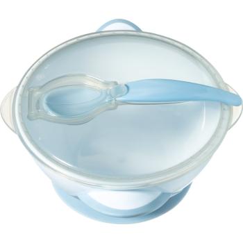 BabyOno Be Active Suction Bowl with Spoon jedálenská sada pre deti Blue 6 m+ 2 ks