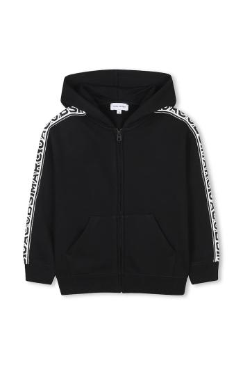 Detská mikina Marc Jacobs čierna farba, s kapucňou, s nášivkou, W60438