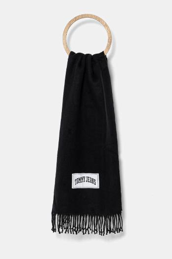 Šál Tommy Jeans dámsky, čierna farba, jednofarebný, AW0AW16997