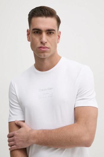 Bavlnené tričko Calvin Klein pánske, biela farba, s potlačou, K10K114172